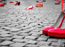 Red,Shoes,To,Stop,Violence,Against,Women,On,A,City